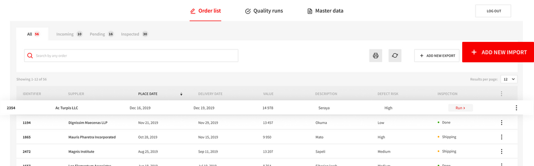 Quality Control System for
Exotic Wood Importer