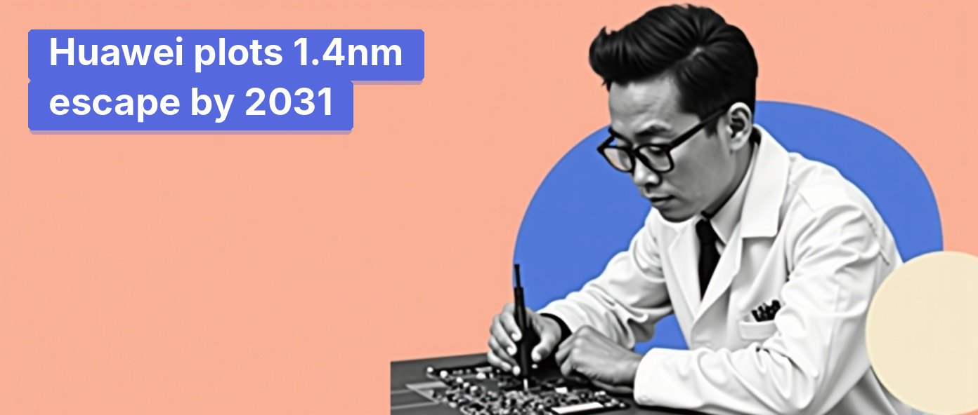 Vintage photo of an engineer inspecting a circuit board, symbolizing Huawei's chip roadmap.