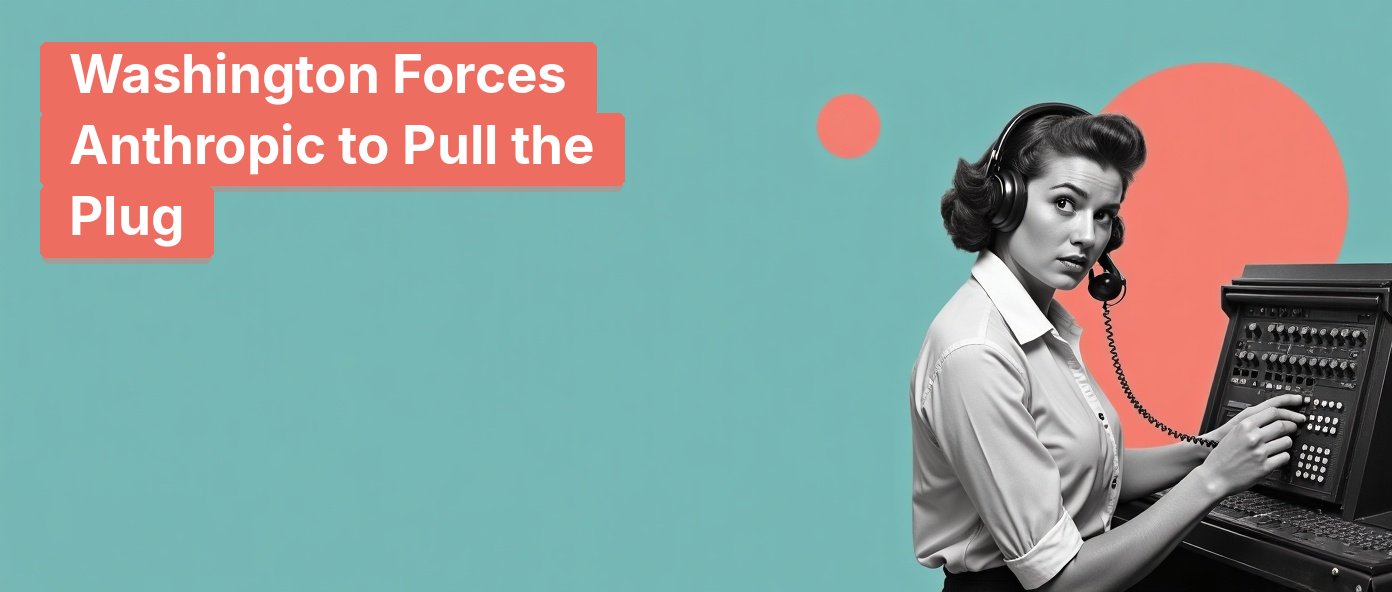 Switchboard operator pulling a cable, symbolizing forced disconnection of AI models.