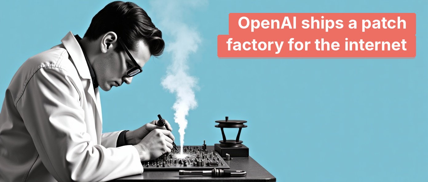 Vintage technician soldering a circuit board, evoking OpenAI's Daybreak patch-generation program.
