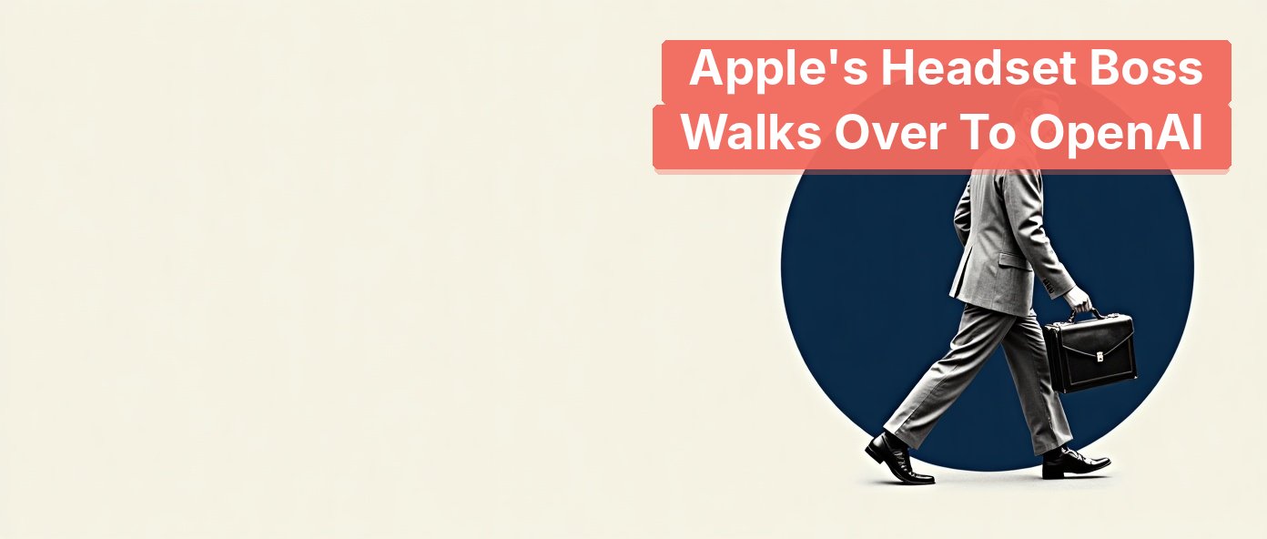 A vintage executive walking out a revolving door, signaling a high-profile defection.