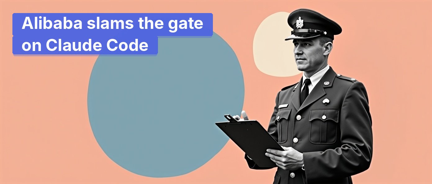 Vintage uniformed guard halting entry at a factory gate.