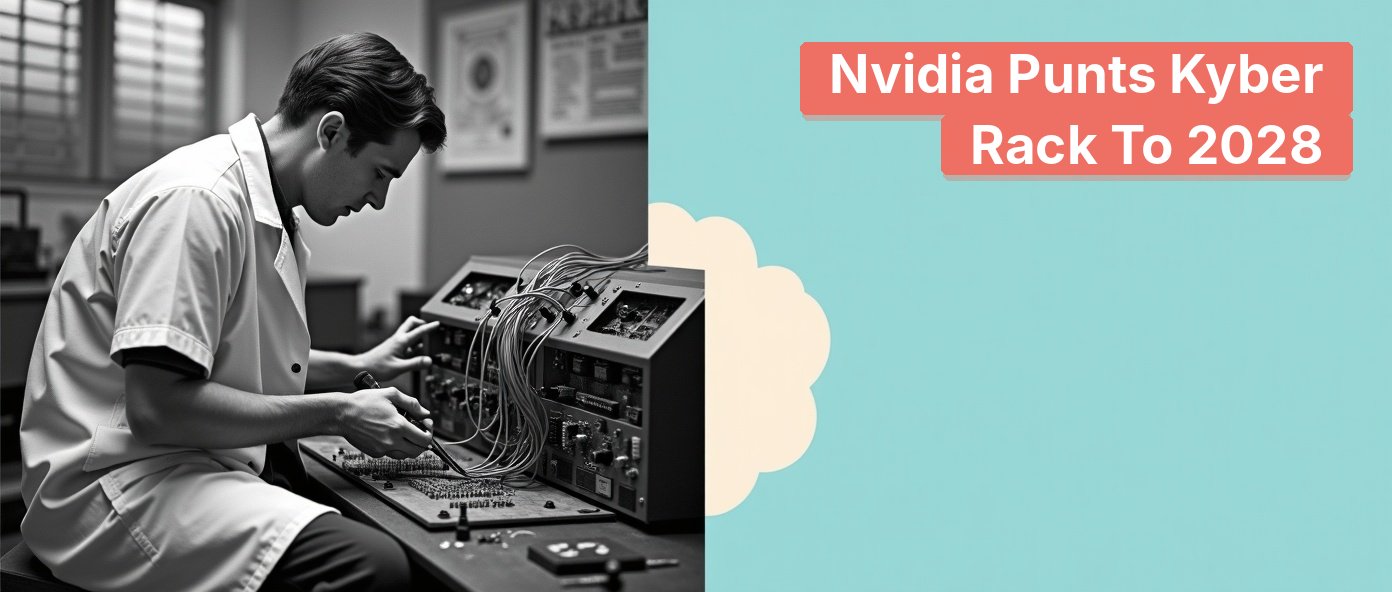 Vintage technician troubleshooting a partially built electronics rack.