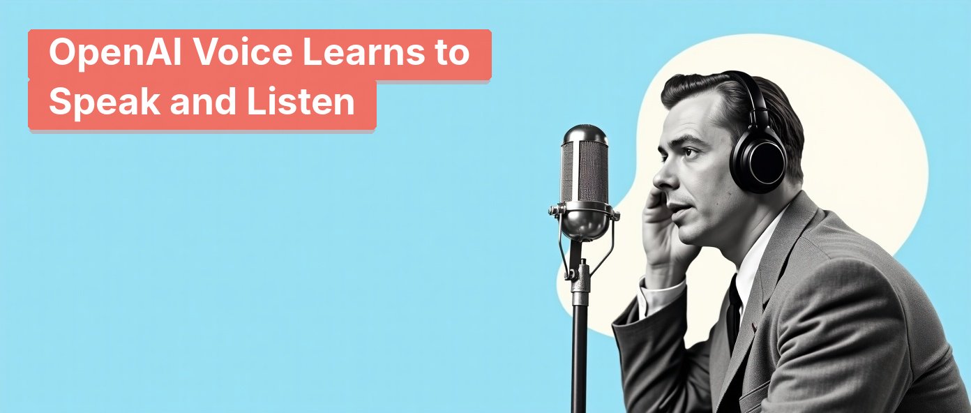 A vintage broadcaster speaks and listens at once, evoking GPT-Live's full-duplex architecture.
