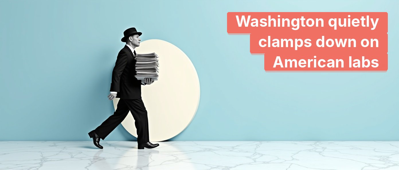A vintage government official carries files, symbolizing regulatory intervention.