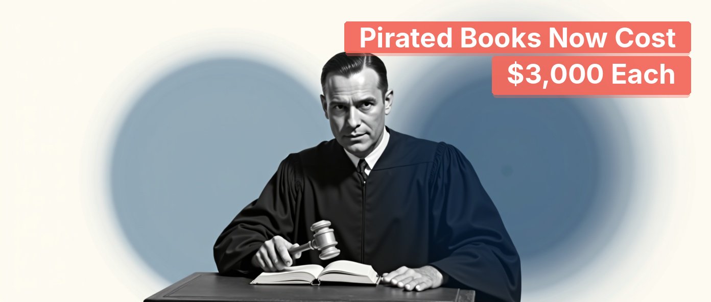 A vintage judge striking a gavel above an open hardcover book.